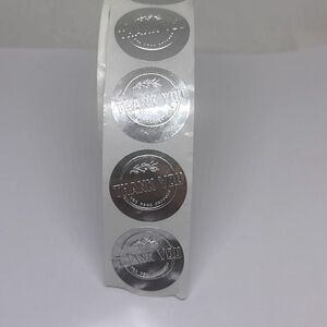 500 Pieces/roll 2.5CM Thank You For Ordering Sticker Gift Silver Label Stickers